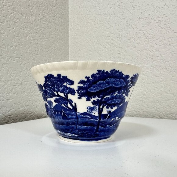 VTG Copeland Spode Tower Blue & White 4 -7/8" x 3" Cranberry Bowl Gadroon EUC - Picture 3 of 11